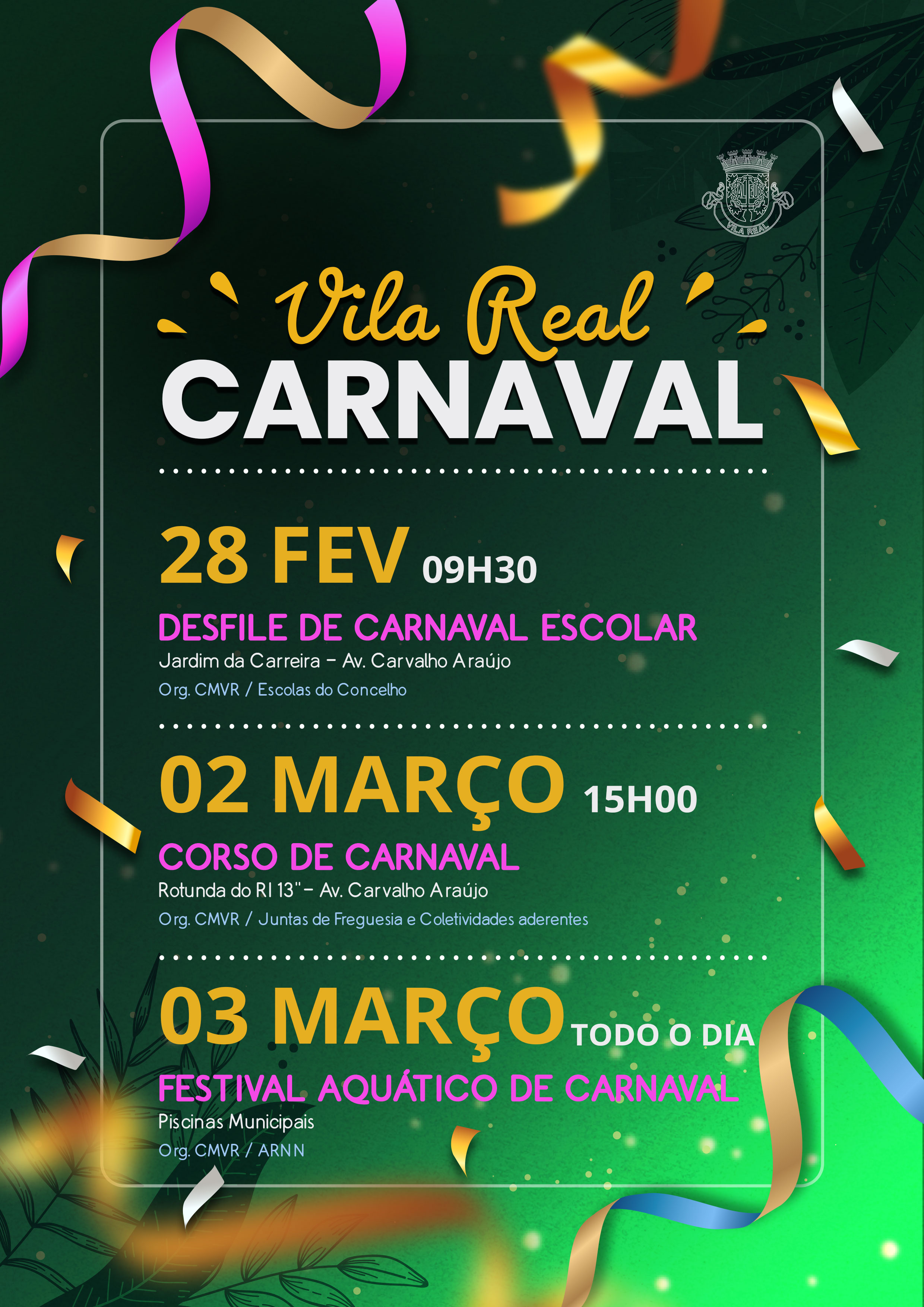 DESFILE DAS ESCOLAS E CORSO ANIMAM CARNAVAL 2025 EM VILA REAL